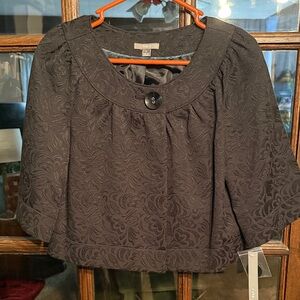 Apt. 9 Charcoal Floral Blouse with Button Detail